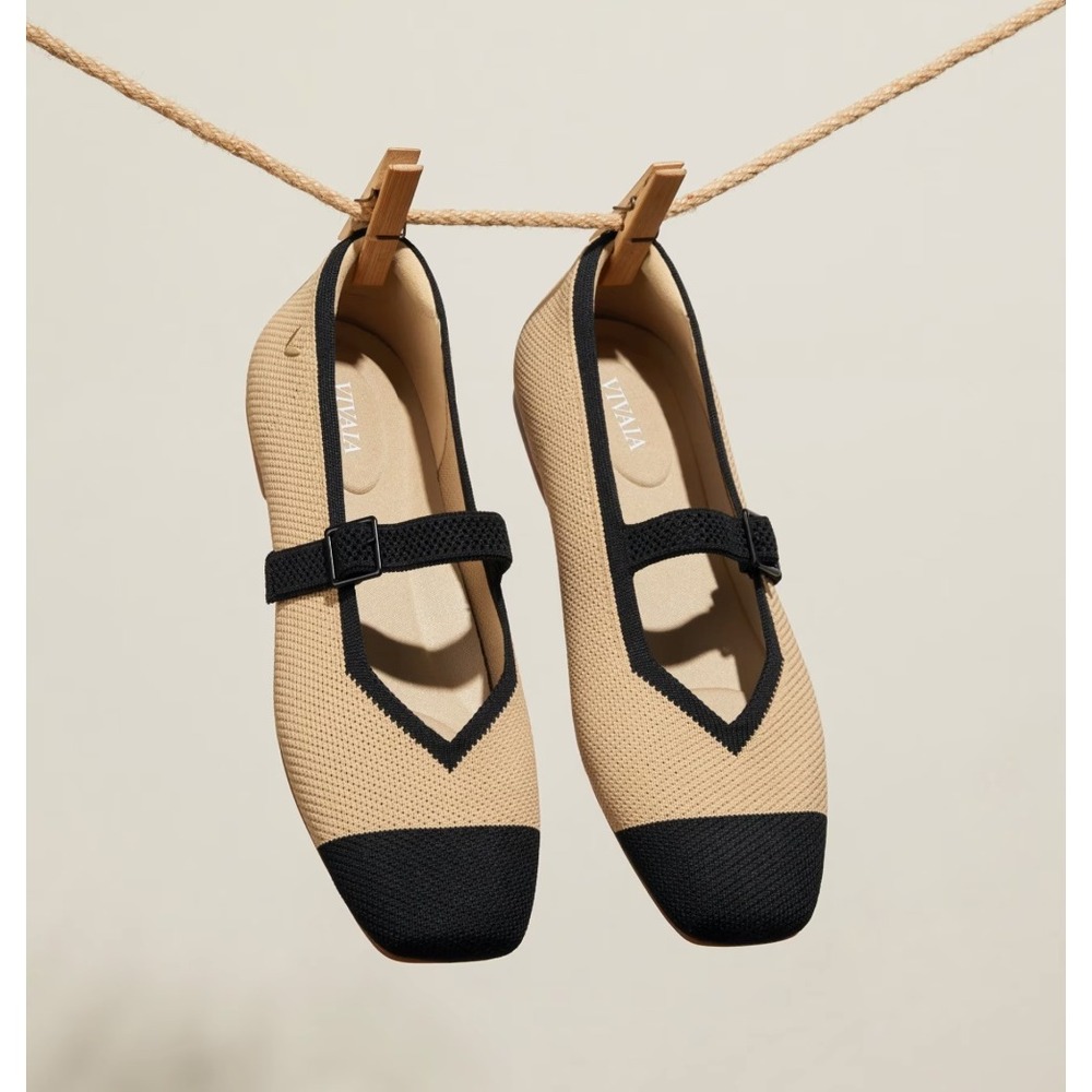 VIVAIA Square-Toe Margot Mary Janes Womens 41 (9.5) Minimalist Classic Chic EUC